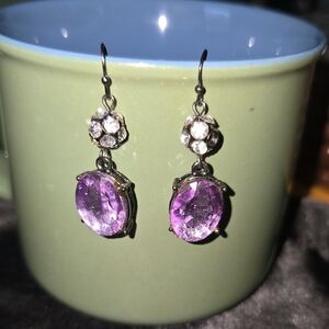Elegant Purple Crystal Drop Earrings